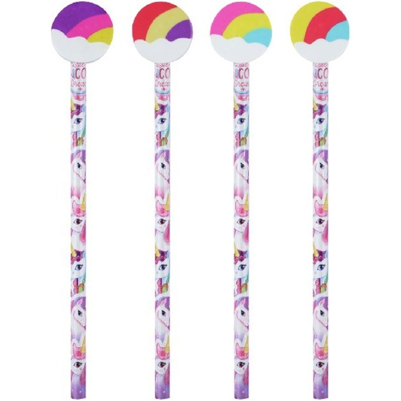 UNICORN PENCIL W/ERASER TOP  24S