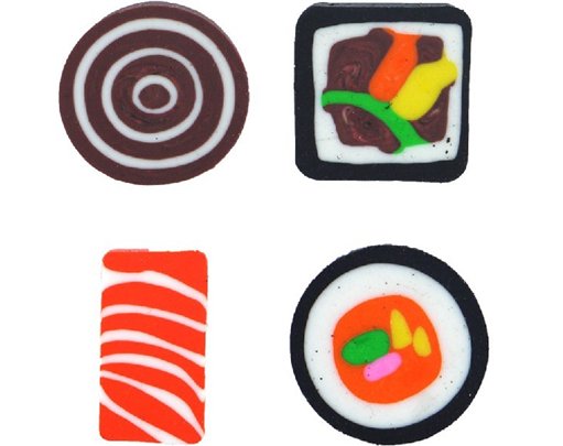 4ASST CUTE FOOD ERASER  320S