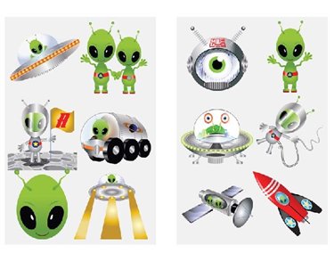 6PC 4CM ALIEN TATTOO SHEET  96S