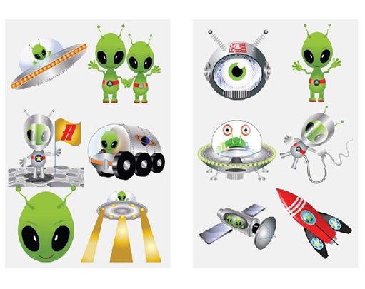 6PC 4CM ALIEN TATTOO SHEET  96S
