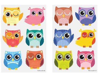 6PC 4CM OWLS TATTOO SHEET  96S