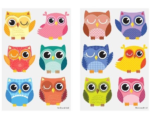 6PC 4CM OWLS TATTOO SHEET  96S