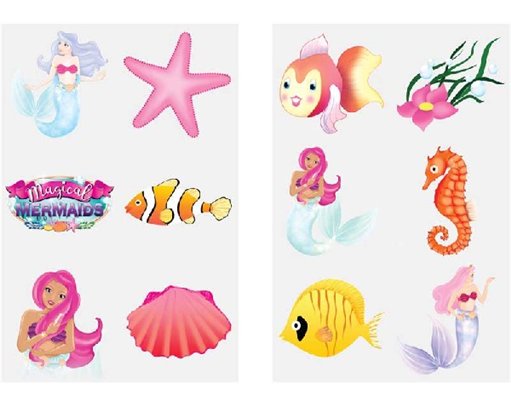 6PC 2ASST MERMAID TATTOOS  96S