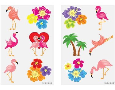6PC 2ASST FLAMINGO TATTOOS  96S