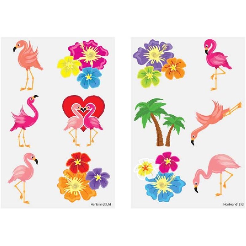 6PC 2ASST FLAMINGO TATTOOS  96S