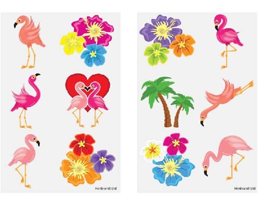 6PC 2ASST FLAMINGO TATTOOS  96S