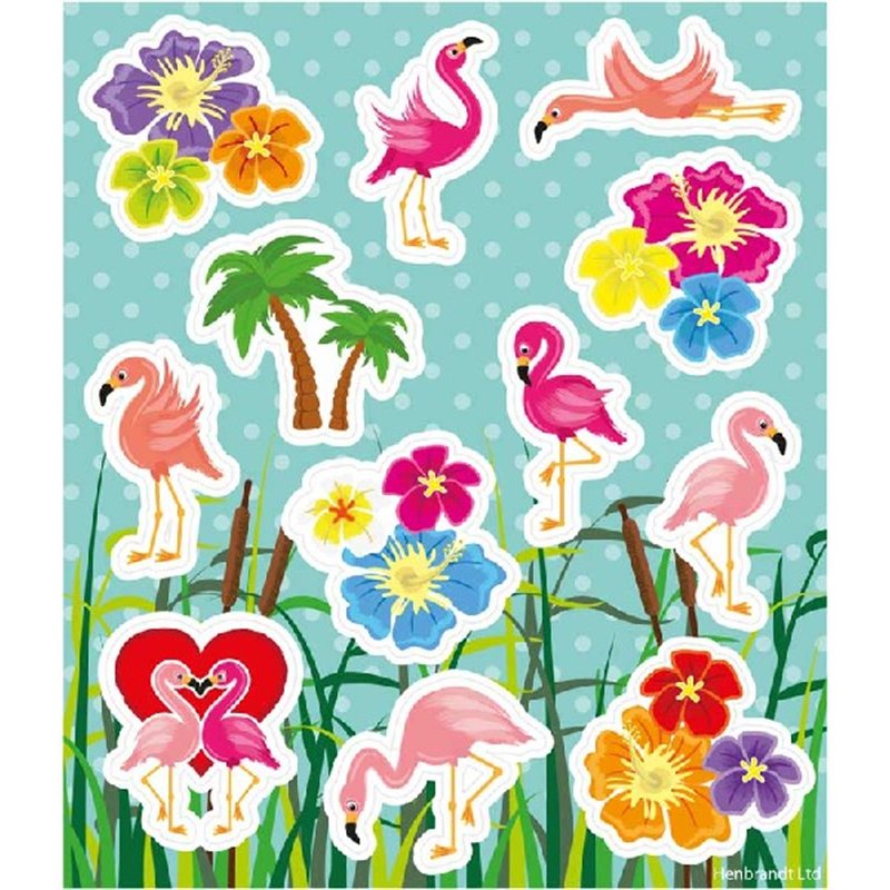 12PC FLAMINGO STICKER SHEET  120S