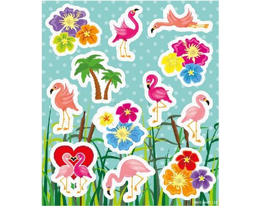 12PC FLAMINGO STICKER SHEET  120S
