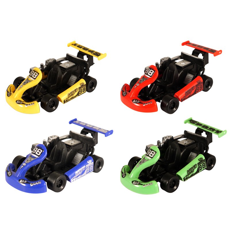 10cm 4ASST PULL BACK KART 24S
