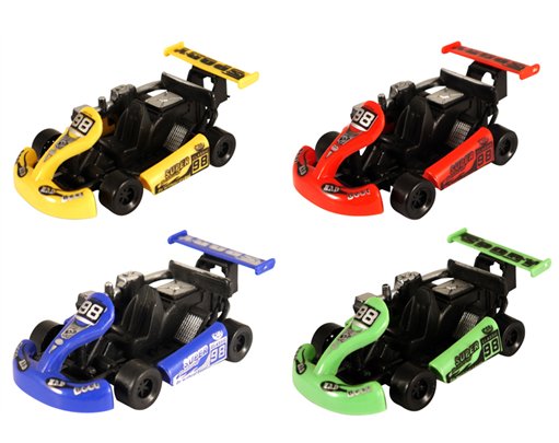 10cm 4ASST PULL BACK KART 24S