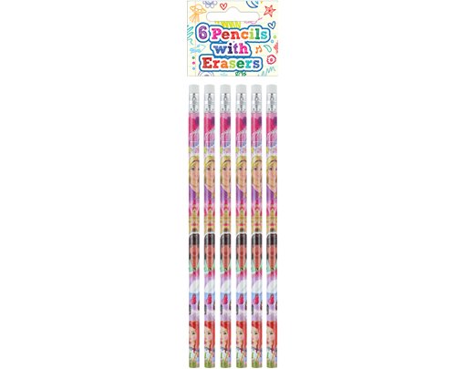 6PK PRINCESS FULL SIZE PENCIL WITH ERASER 24S