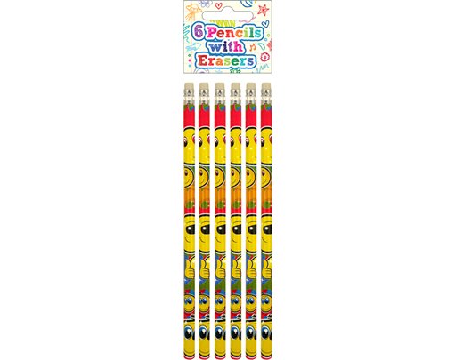 6PK SMILE FULL SIZE PENCIL WITH ERASER 24S