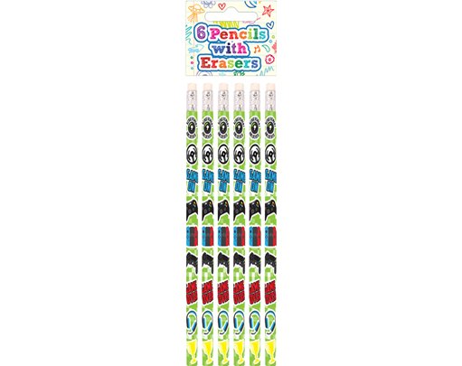 6PK GAMER FULL SIZE PENCIL WITH ERASER 24S