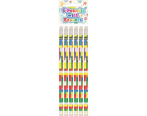 6PK BRICKZ FULL SIZE PENCIL WITH ERASER 24S