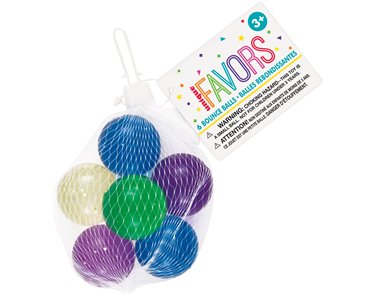 6PK GLITTER BOUNCE BALLS NET BAG