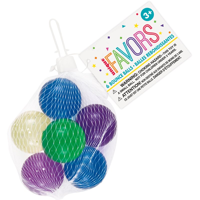 6PK GLITTER BOUNCE BALLS NET BAG