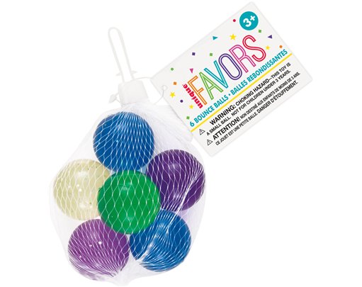 6PK GLITTER BOUNCE BALLS NET BAG