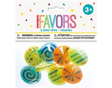 8PK PLASTIC SPIN TOPS