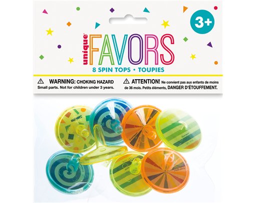 8PK PLASTIC SPIN TOPS