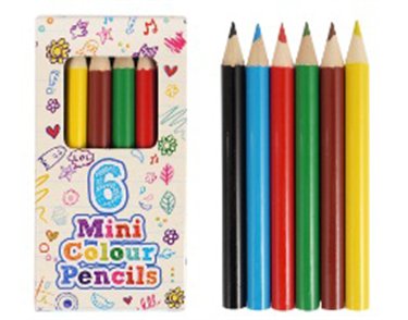 6PC ASSORTED COLOURS HALF SIZE PENCILS 96S