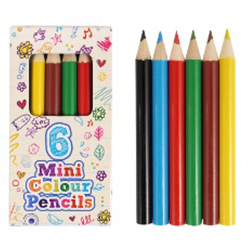 6PC ASSORTED COLOURS HALF SIZE PENCILS 96S