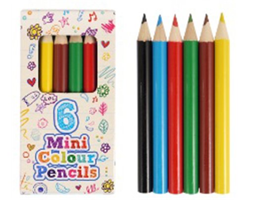 6PC ASSORTED COLOURS HALF SIZE PENCILS 96S