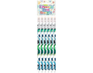 6PK FOOTBALL PENCILS WITH ERASER 24S