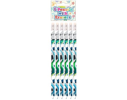 6PK FOOTBALL PENCILS WITH ERASER 24S