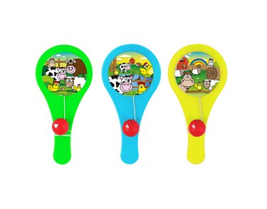12cm FARM ANIMALS PADDLE BAT AND BALL 96S