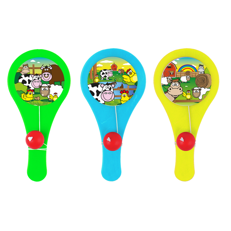 12cm FARM ANIMALS PADDLE BAT AND BALL 96S