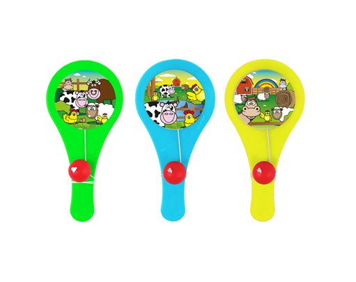 12cm FARM ANIMALS PADDLE BAT AND BALL 96S
