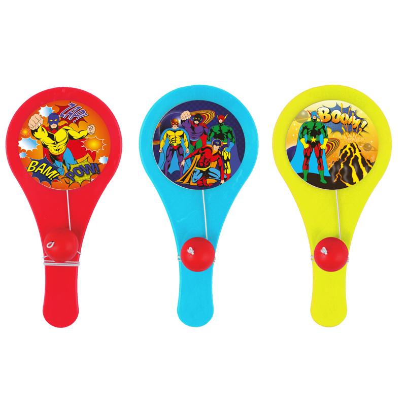 12cm SUPERHERO PADDLE BAT AND BALL 96S