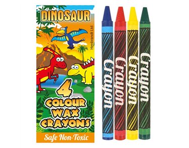 4PK 8cm DINOSAUR WAX CRAYONS 120S