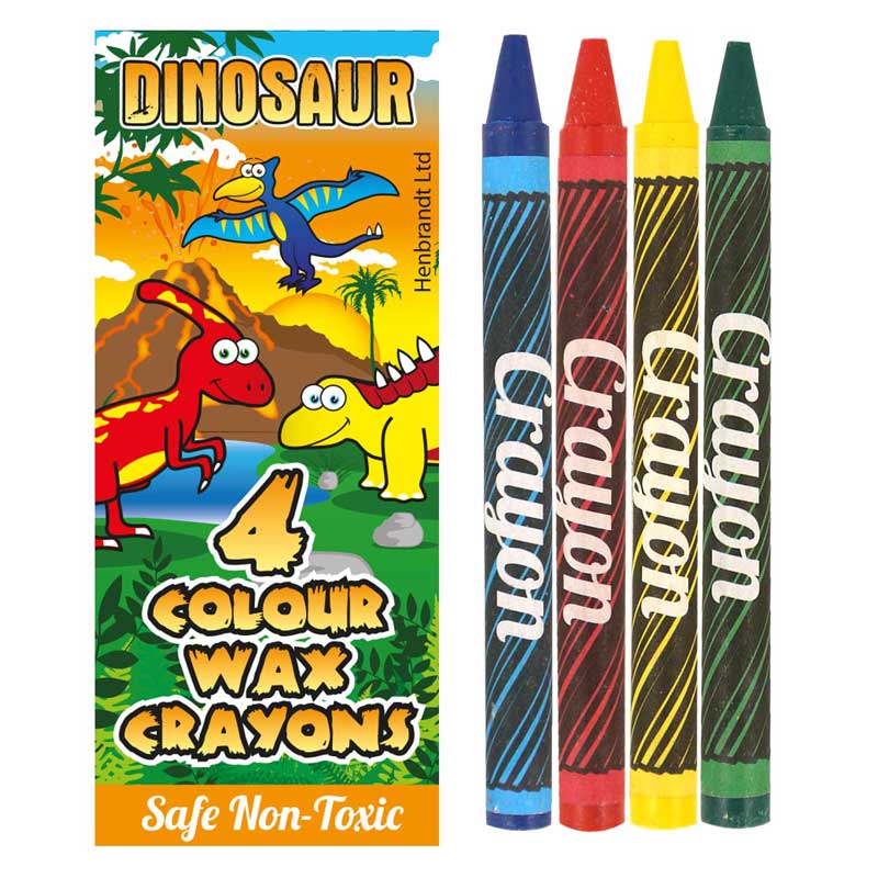 4PK 8cm DINOSAUR WAX CRAYONS 120S