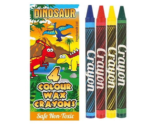 4PK 8cm DINOSAUR WAX CRAYONS 120S