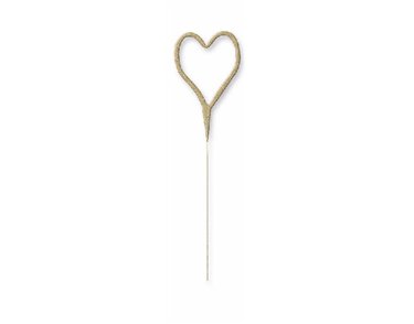 7in HEART SHAPE GOLD GLITZ SPARKLER