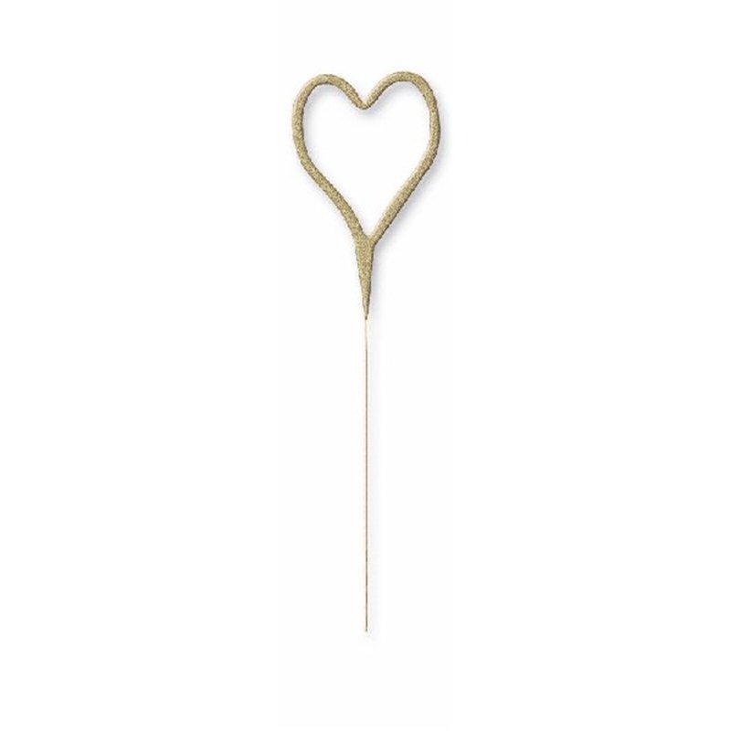 7in HEART SHAPE GOLD GLITZ SPARKLER