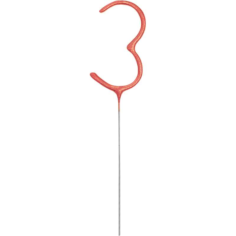 7in NUMERAL 3 ROSE GOLD GLITZ SPARKLER
