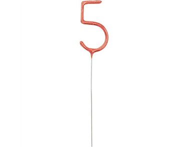7in NUMERAL 5 ROSE GOLD GLITZ SPARKLER