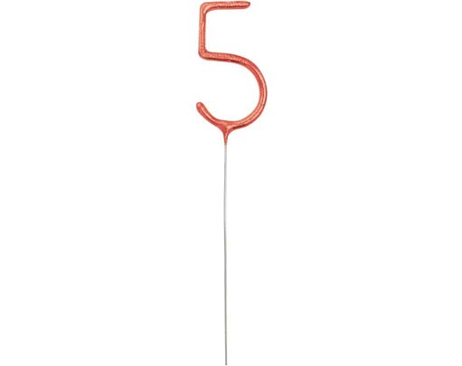 7in NUMERAL 5 ROSE GOLD GLITZ SPARKLER