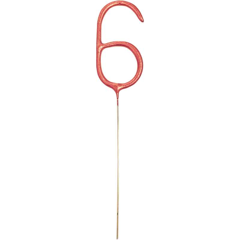 7in NUMERAL 6 ROSE GOLD GLITZ SPARKLER