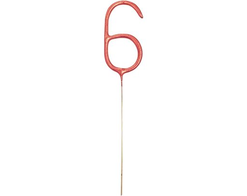 7in NUMERAL 6 ROSE GOLD GLITZ SPARKLER