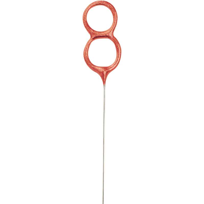 7in NUMERAL 8 ROSE GOLD GLITZ SPARKLER
