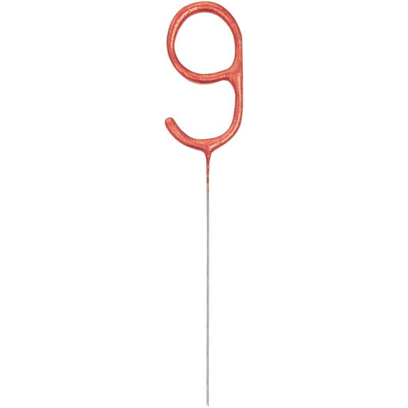7in NUMERAL 9 ROSE GOLD GLITZ SPARKLER