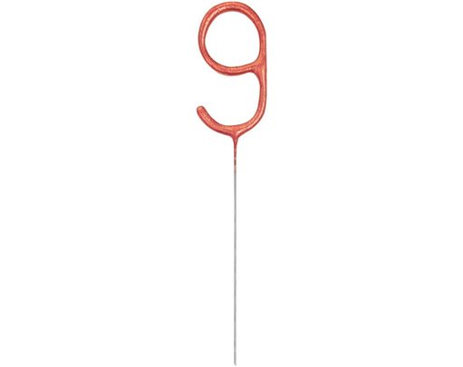 7in NUMERAL 9 ROSE GOLD GLITZ SPARKLER
