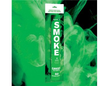 HAND HELD GREEN DAYTIME SMOKE
