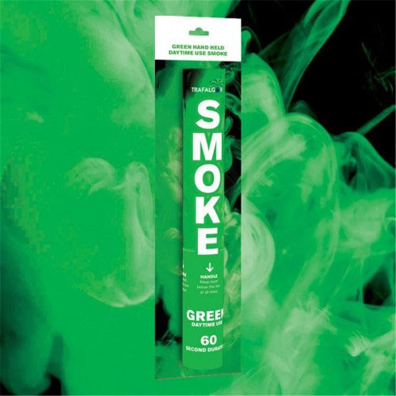 HAND HELD GREEN DAYTIME SMOKE
