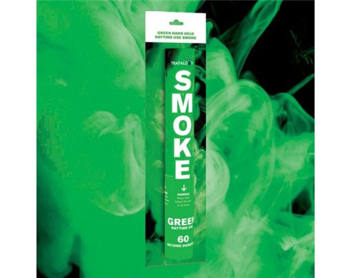 HAND HELD GREEN DAYTIME SMOKE