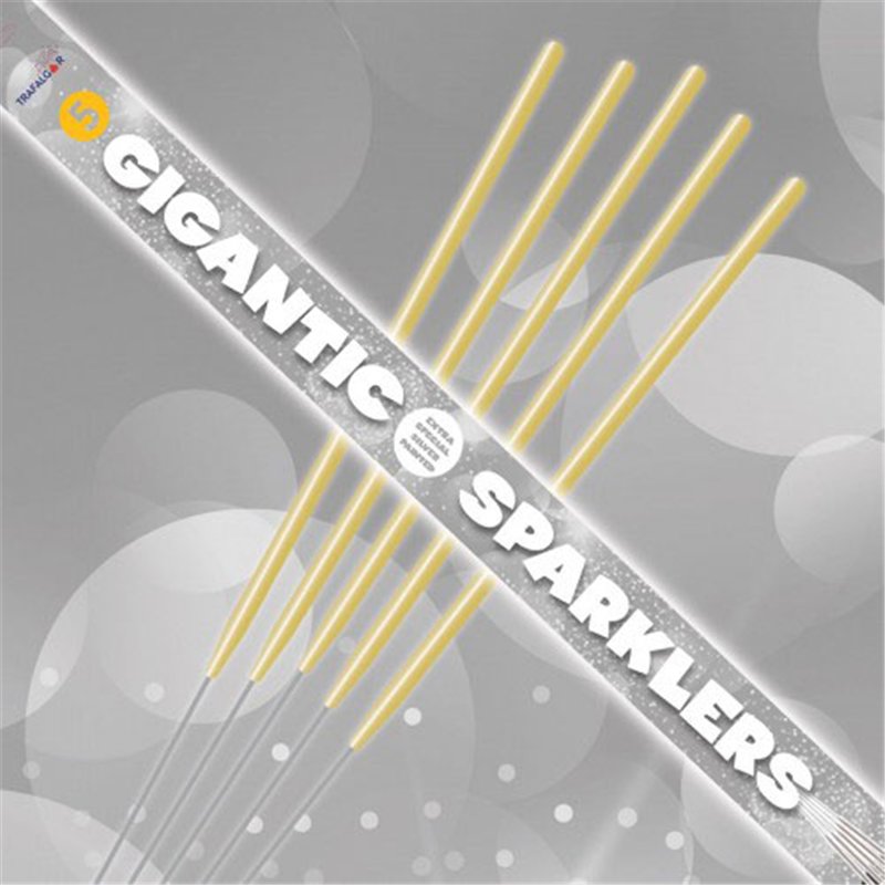5PK 70CM GIGANTIC SILVER DIPPED SPARKLERS