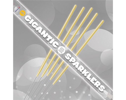 5PK 70CM GIGANTIC SILVER DIPPED SPARKLERS